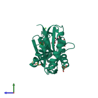 PDB entry 5v1m coloured by chain, side view.