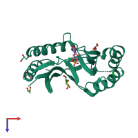 PDB entry 5v1m coloured by chain, top view.