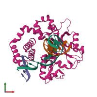 PDB entry 5v1o coloured by chain, front view.