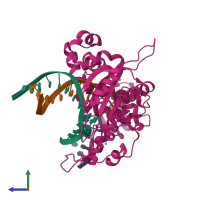 PDB entry 5v1o coloured by chain, side view.