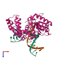 PDB entry 5v1o coloured by chain, top view.