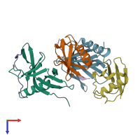 PDB entry 5v1y coloured by chain, top view.