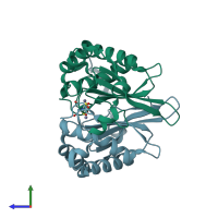 PDB entry 5v2w coloured by chain, side view.