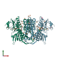 PDB entry 5v36 coloured by chain, front view.