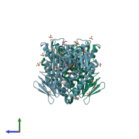 PDB entry 5v36 coloured by chain, side view.