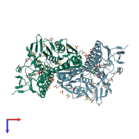PDB entry 5v36 coloured by chain, top view.