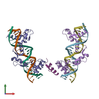 PDB entry 5v3g coloured by chain, front view.