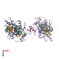 PDB entry 5v3g coloured by chain, top view.