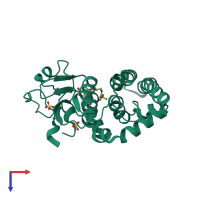 PDB entry 5v3q coloured by chain, top view.