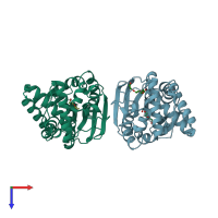 PDB entry 5v3z coloured by chain, top view.