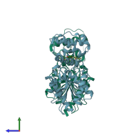 PDB entry 5v40 coloured by chain, side view.