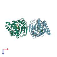 PDB entry 5v40 coloured by chain, top view.