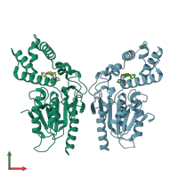 PDB entry 5v42 coloured by chain, front view.