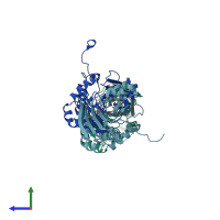PDB entry 5v44 coloured by chain, side view.