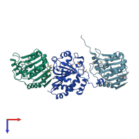 PDB entry 5v44 coloured by chain, top view.