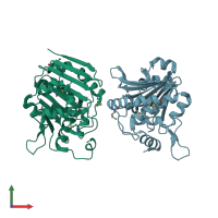 PDB entry 5v46 coloured by chain, front view.