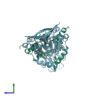 PDB entry 5v46 coloured by chain, side view.