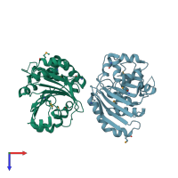 PDB entry 5v46 coloured by chain, top view.