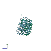 PDB entry 5v47 coloured by chain, side view.