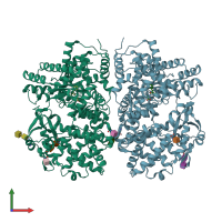 PDB entry 5v48 coloured by chain, front view.