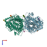 PDB entry 5v48 coloured by chain, top view.