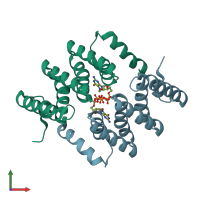 PDB entry 5v4r coloured by chain, front view.