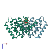 PDB entry 5v4r coloured by chain, top view.