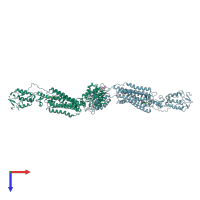 PDB entry 5v57 coloured by chain, top view.