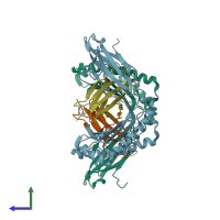 PDB entry 5v5m coloured by chain, side view.