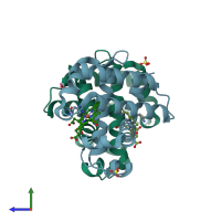 PDB entry 5v5r coloured by chain, side view.