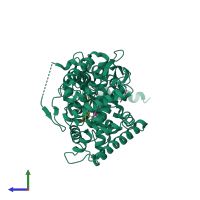 PDB entry 5v5z coloured by chain, side view.