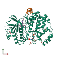 PDB entry 5v62 coloured by chain, front view.