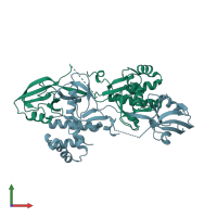 PDB entry 5v6b coloured by chain, front view.