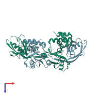 PDB entry 5v6b coloured by chain, top view.