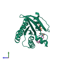 PDB entry 5v6s coloured by chain, side view.