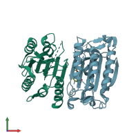 PDB entry 5v6z coloured by chain, front view.