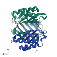 PDB entry 5v70 coloured by chain, side view.
