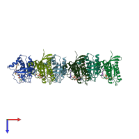 PDB entry 5v71 coloured by chain, top view.