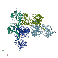 PDB entry 5v72 coloured by chain, front view.