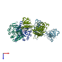 PDB entry 5v72 coloured by chain, top view.