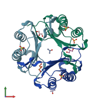 PDB entry 5v73 coloured by chain, front view.