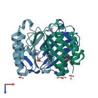 PDB entry 5v73 coloured by chain, top view.