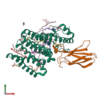PDB entry 5v7p coloured by chain, front view.