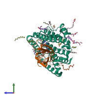PDB entry 5v7p coloured by chain, side view.