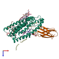 PDB entry 5v7p coloured by chain, top view.