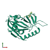 PDB entry 5v7t coloured by chain, front view.