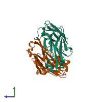 PDB entry 5v7u coloured by chain, side view.