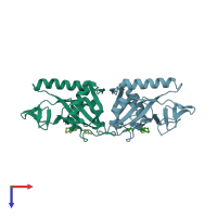 PDB entry 5v7w coloured by chain, top view.