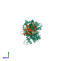 PDB entry 5v7x coloured by chain, side view.