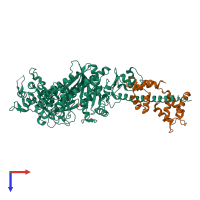 PDB entry 5v7x coloured by chain, top view.